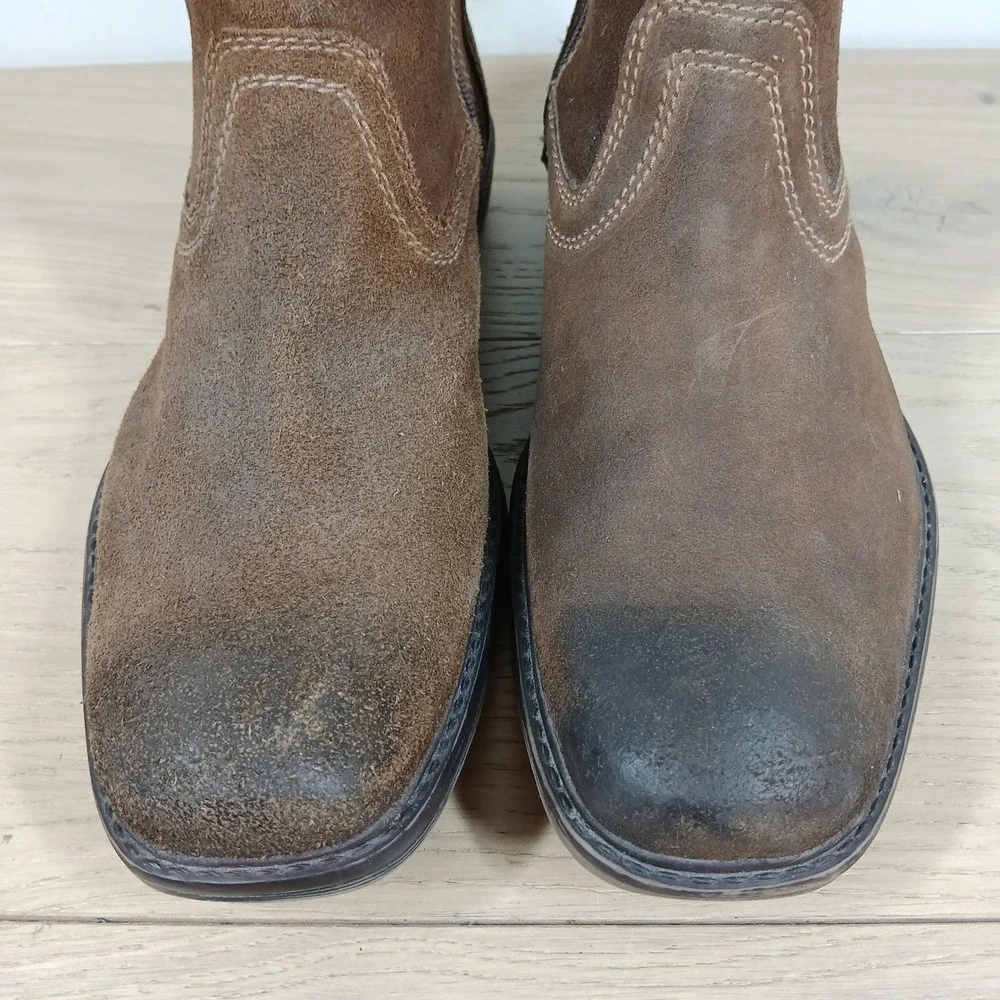 Roan Crestone II Boots Men 10 Brown Leather Pull On Ankle Western Rugged